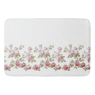 エレガントヴィンテージピンク縁どローズ バスマット