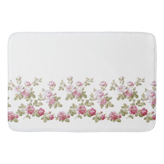 エレガントヴィンテージピンク縁どローズ バスマット (正面)