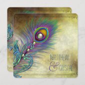 エレガントヴィンテージピーコ結婚ック 招待状 (正面/裏面)