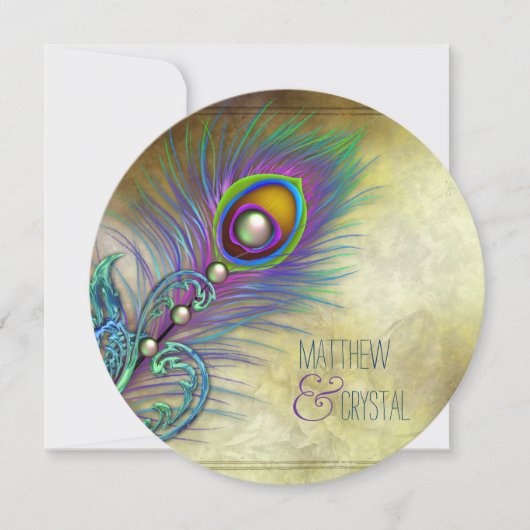 エレガントヴィンテージピーコ結婚ック 招待状 (正面)