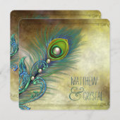 エレガントヴィンテージピーコ結婚ック 招待状 (正面/裏面)