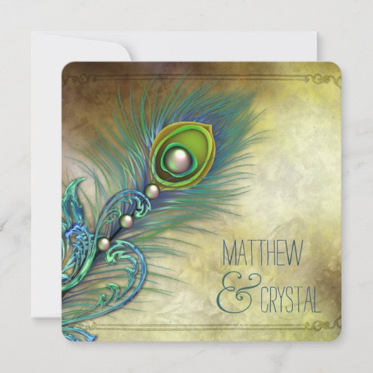 エレガントヴィンテージピーコ結婚ック 招待状 (正面)