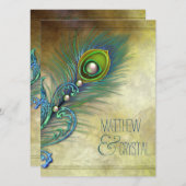 エレガントヴィンテージピーコ結婚ック 招待状 (正面/裏面)