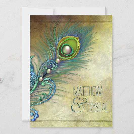 エレガントヴィンテージピーコ結婚ック 招待状 (正面)