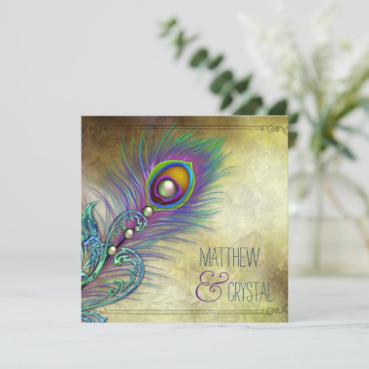 エレガントヴィンテージピーコ結婚ック 招待状 (スタンド正面)