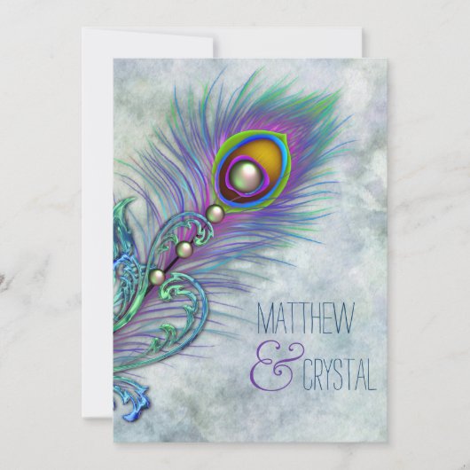 エレガントヴィンテージピーコ結婚ック 招待状 (正面)