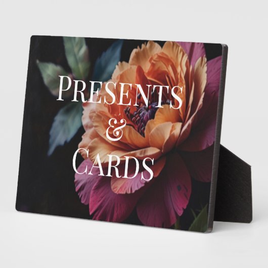 エレガントヴィンテージピーチ赤フローラムーディ結婚ー フォトプラーク (側面)