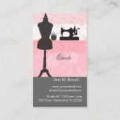 エレガントヴィンテージファッションガーリーピンクフローラ裁縫 名刺 (裏面)