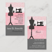 エレガントヴィンテージファッションガーリーピンクフローラ裁縫 名刺 (正面/裏面)