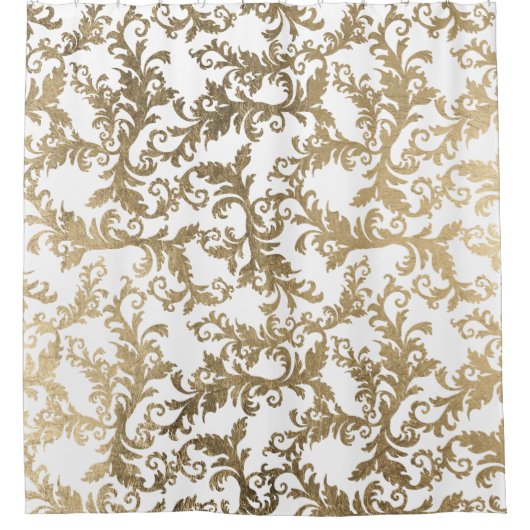 エレガントヴィンテージフェイクフローラダマスク シャワーカーテン (正面)