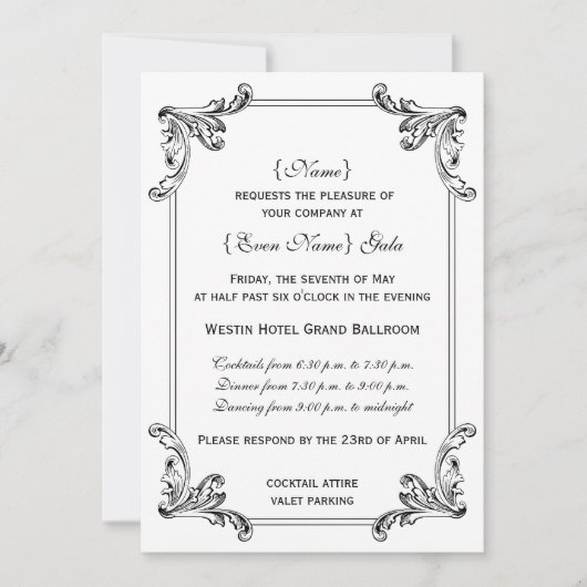 エレガントヴィンテージフォーマルオーナメント 招待状 (正面)