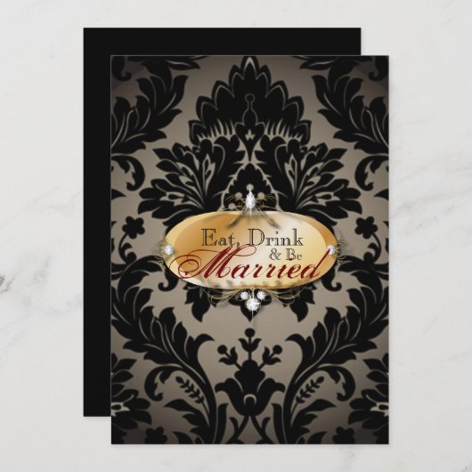 エレガントヴィンテージフォーマルダマスクリハーサル 招待状 (正面/裏面)