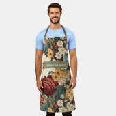 エレガントヴィンテージフラワーズアイボリー&クラフトパーソナライズされた エプロン (着用した状態)