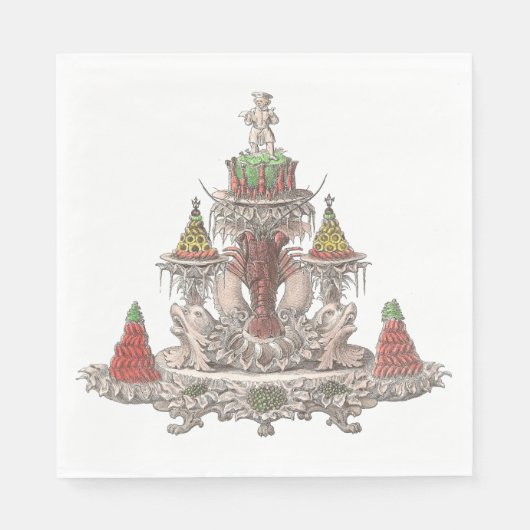 エレガントヴィンテージフランスのの魚 スタンダードランチョンナプキン (正面)