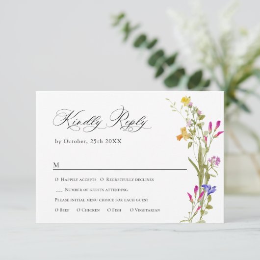 エレガントヴィンテージフランスのガーデンフローラグ結婚リーン 出欠カード (スタンド正面)