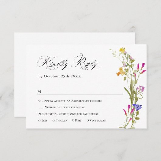 エレガントヴィンテージフランスのガーデンフローラグ結婚リーン 出欠カード (正面/裏面)
