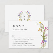 エレガントヴィンテージフランスのガーデンフローラグ結婚リーン 出欠カード (正面/裏面)