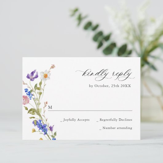 エレガントヴィンテージフランスのガーデンフローラグ結婚リーン 出欠カード (スタンド正面)