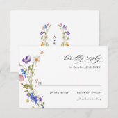 エレガントヴィンテージフランスのガーデンフローラグ結婚リーン 出欠カード (正面/裏面)