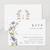 エレガントヴィンテージフランスのガーデンフローラグ結婚リーン 出欠カード (正面/裏面)