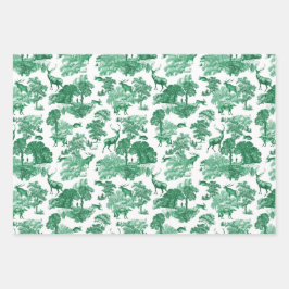 エレガントヴィンテージフランスのトイルシカキツネインウッズラ ラッピングペーパーシート