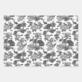 エレガントヴィンテージフランスのトイルシカキツネイン・ウッズ ラッピングペーパーシート (正面)