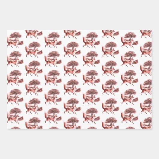 エレガントヴィンテージフランスのトワールキツネハレカントリーサイド ラッピングペーパーシート (正面3)