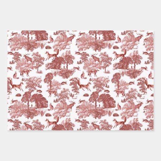 エレガントヴィンテージフランスのトワールキツネハレカントリーサイド ラッピングペーパーシート (正面)