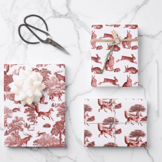 エレガントヴィンテージフランスのトワールキツネハレカントリーサイド ラッピングペーパーシート (正面)
