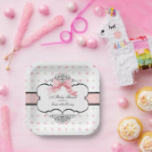 エレガントヴィンテージフランスのピンクリボンバーブベビーガール ペーパープレート (パーティー)