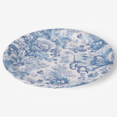 エレガントヴィンテージフランスのブルートイルパターン ペーパープレート (アングル)