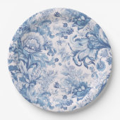 エレガントヴィンテージフランスのブルートイルパターン ペーパープレート (正面)