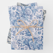 エレガントヴィンテージフランスのブルートイルパターン ラッピングペーパーシート (インサイチュ)