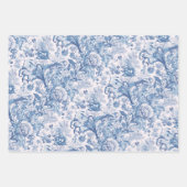 エレガントヴィンテージフランスのブルートイルパターン ラッピングペーパーシート (正面)
