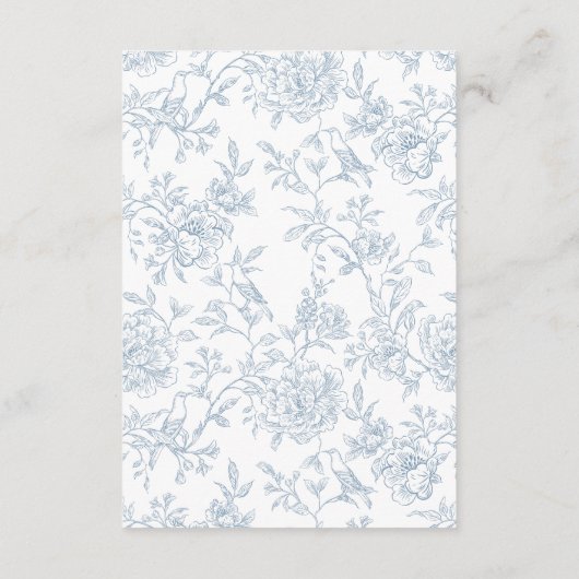 エレガントヴィンテージフランスのブルーフローラトワ結婚ーズ エンクロージャーカード (裏面)