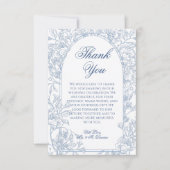 エレガントヴィンテージフランスのブルーフローラトワ結婚ーズ サンキューカード (正面)