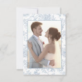 エレガントヴィンテージフランスのブルーフローラトワ結婚ーズ サンキューカード (裏面)