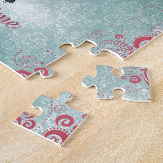 エレガントヴィンテージフランスのプードルガールシルエット ジグソーパズル (側面)