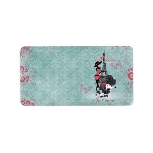 エレガントヴィンテージフランスのプードルガールシルエット ラベル (正面)