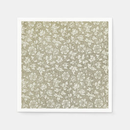 エレガントヴィンテージフランスのベージュ花柄 スタンダードカクテルナプキン
