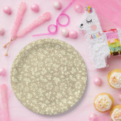 エレガントヴィンテージフランスのベージュ花柄 ペーパープレート (パーティー)