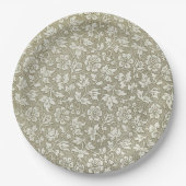 エレガントヴィンテージフランスのベージュ花柄 ペーパープレート (正面)