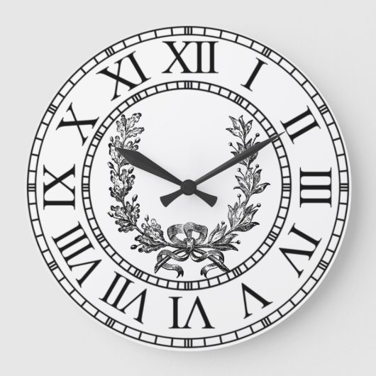 エレガントヴィンテージフランスのリースのパーソナライズ ラージ壁時計 (正面)