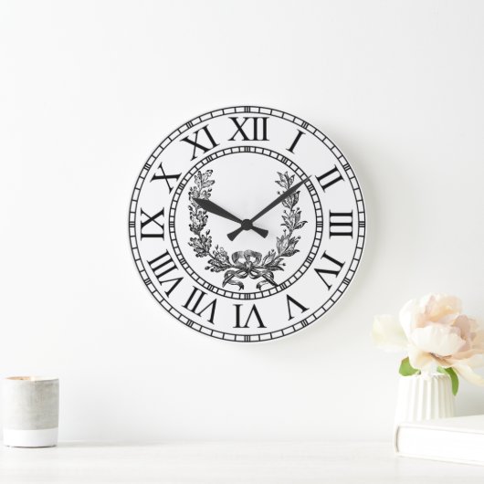 エレガントヴィンテージフランスのリースのパーソナライズ ラージ壁時計 (ホーム)
