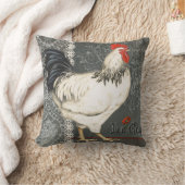 エレガントヴィンテージフランスのロスターブラックグレー&ホワイト クッション (ブランケット)