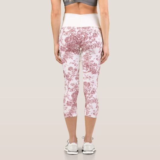 エレガントヴィンテージフランスの刻みフローラトイルピンク カプリレギンス (裏面)