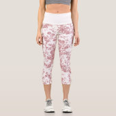エレガントヴィンテージフランスの刻みフローラトイルピンク カプリレギンス (正面)