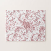エレガントヴィンテージフランスの刻みフローラトイルピンク ジグソーパズル (横)