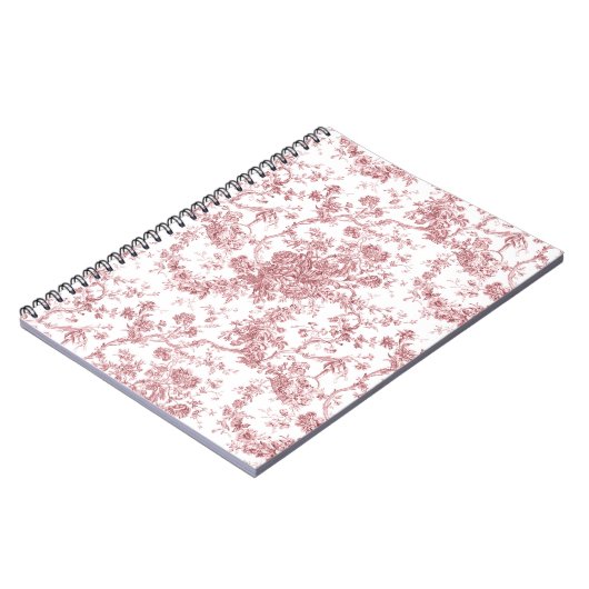 エレガントヴィンテージフランスの刻みフローラトイルピンク ノートブック (左側)