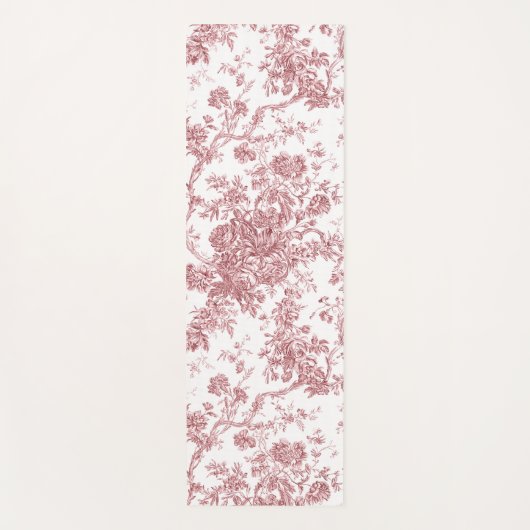 エレガントヴィンテージフランスの刻みフローラトイルピンク ヨガマット (正面)
